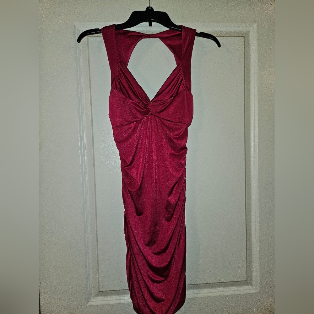 Pink Ruched Bodycon Club Dress, S/XS